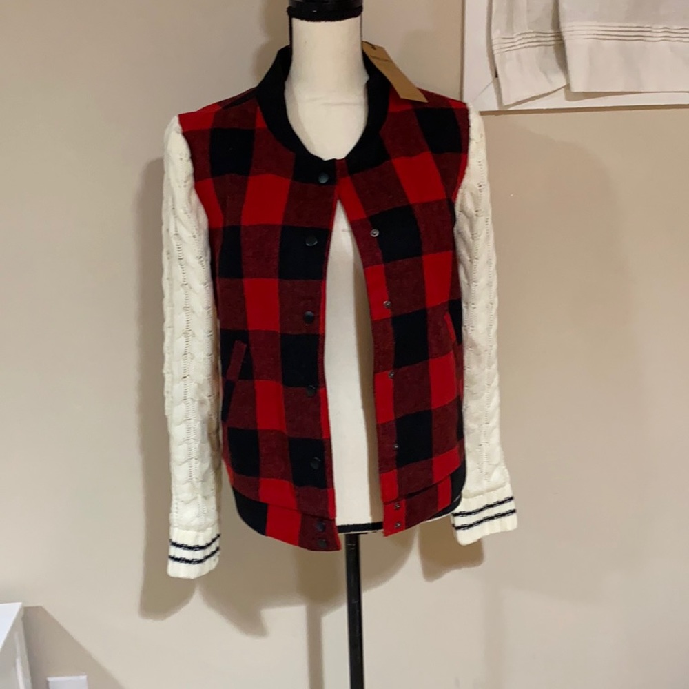 NWT thread and supply buffalo plaid varsity coat